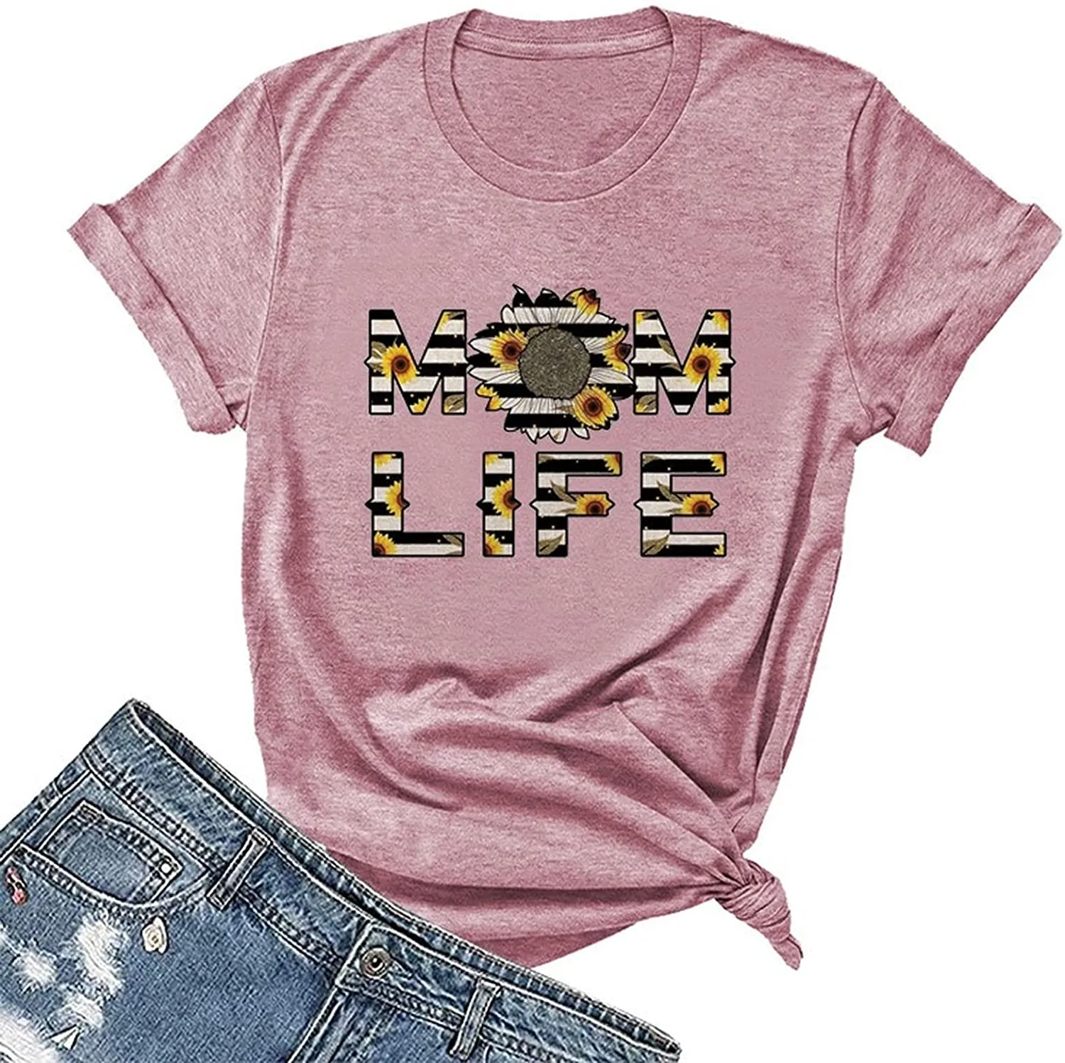 Mom Life Sunflower T-Shirt Women Mothers Day Graphic Tees