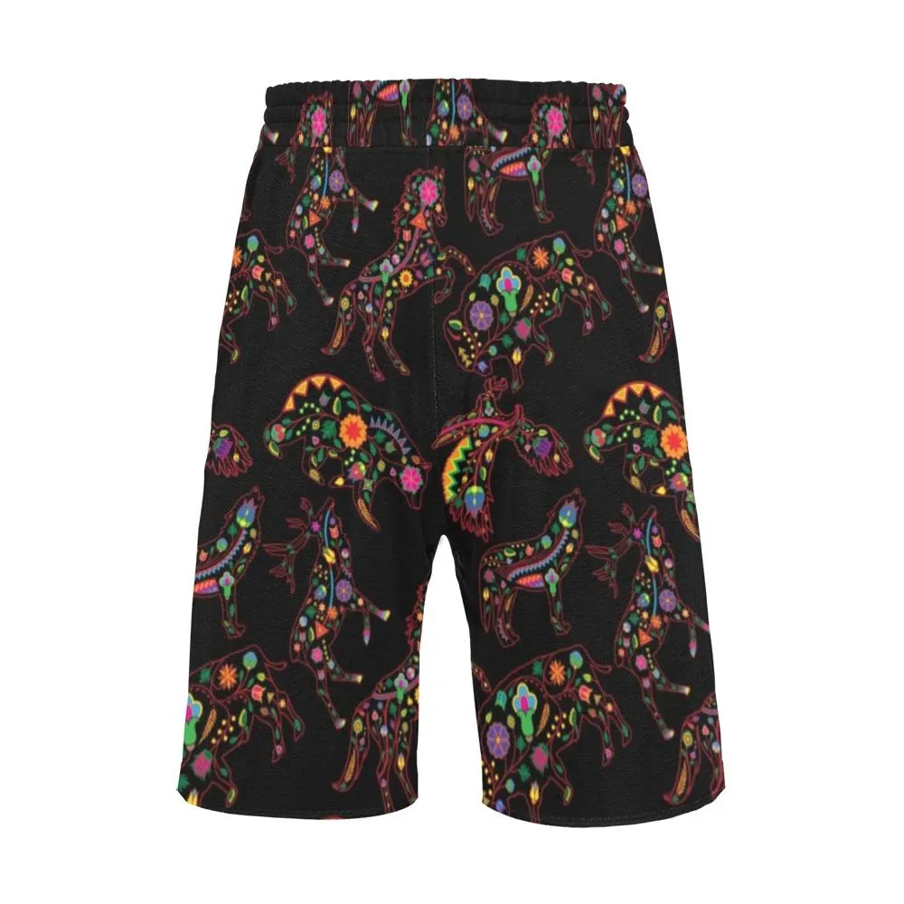 Neon Floral Animals Men's Casual Shorts