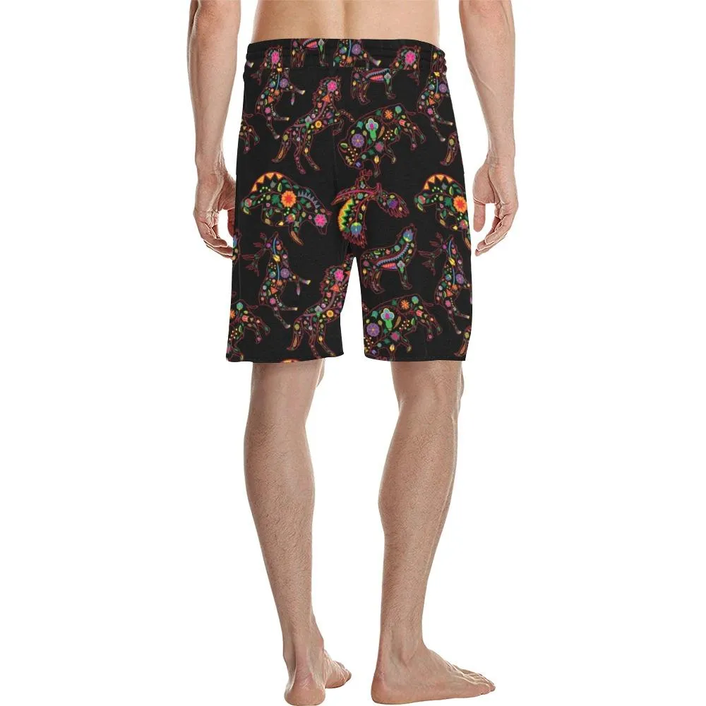 Neon Floral Animals Men's Casual Shorts