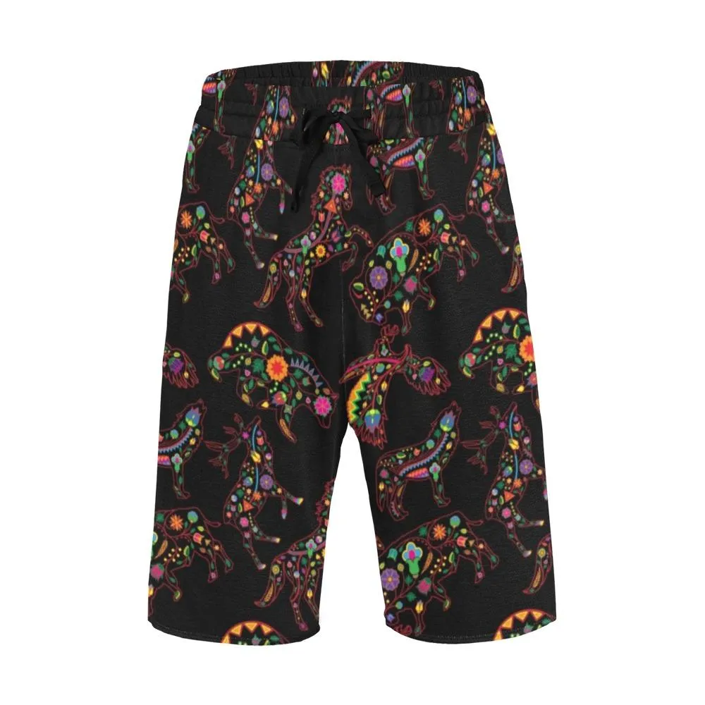 Neon Floral Animals Men's Casual Shorts