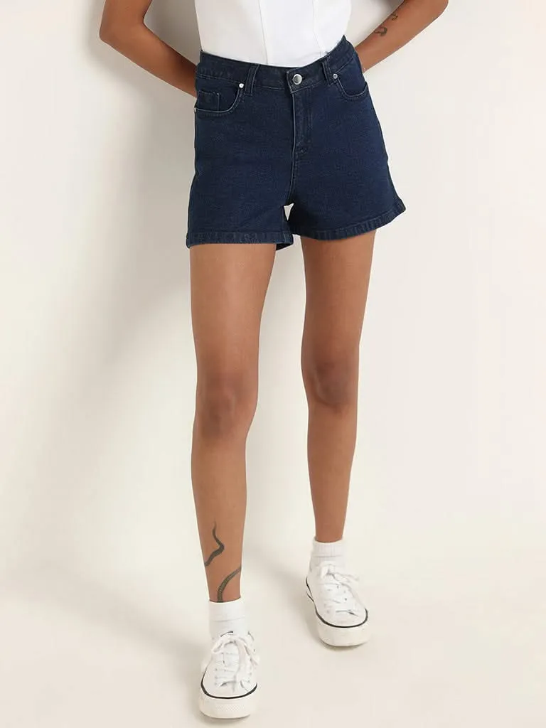 Nuon Mid Blue High-Rise Denim Shorts