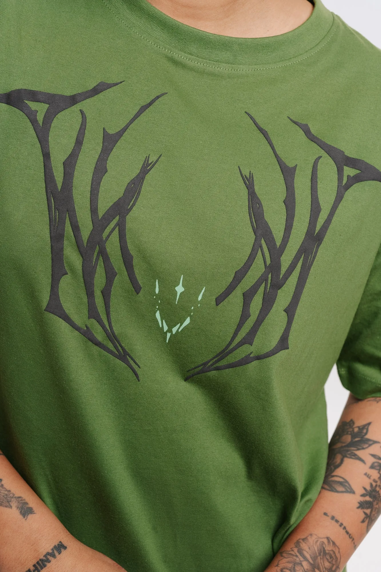 Olive Demonic Oversized Tees