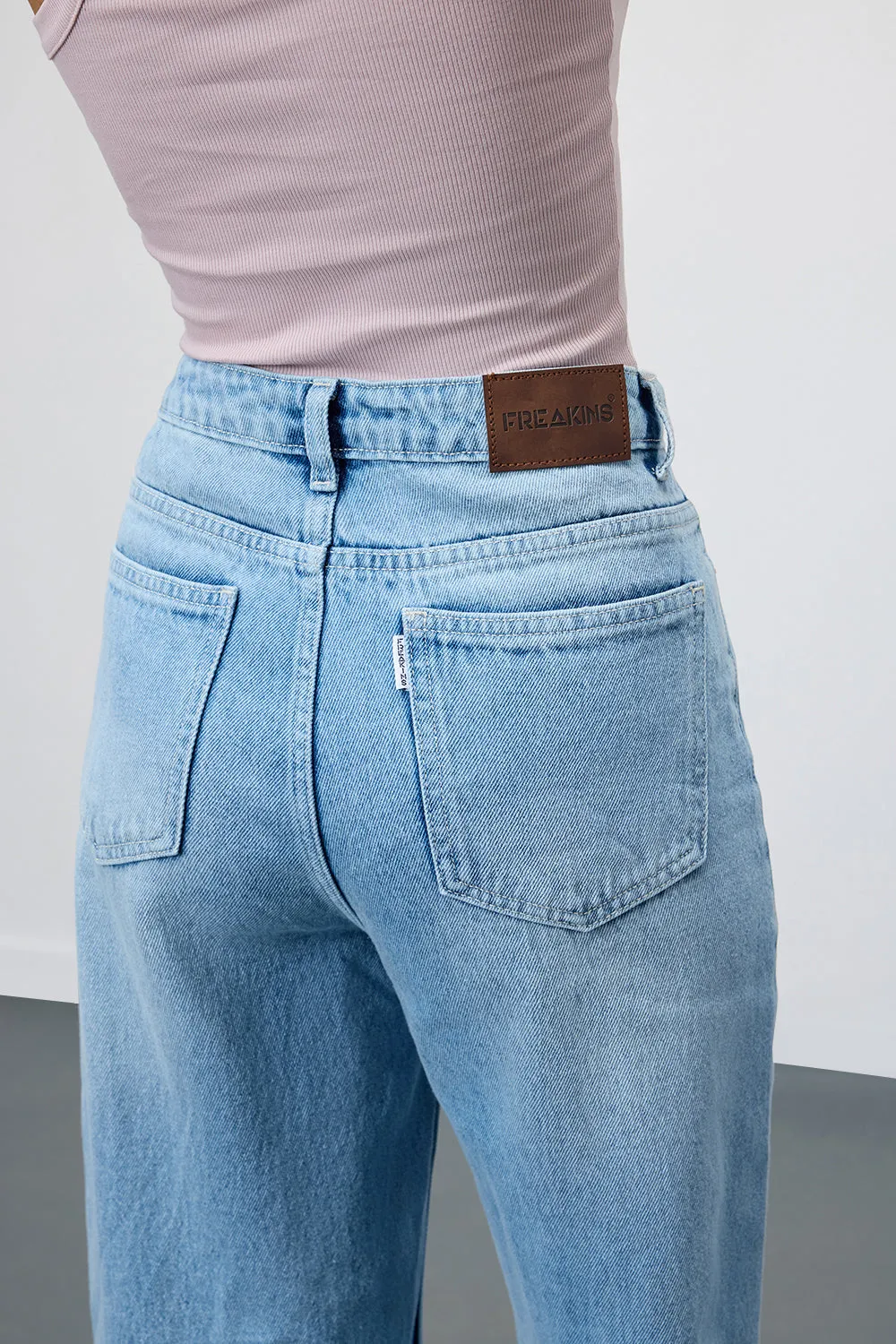 Periwinkle Blue Washed Straight Jeans