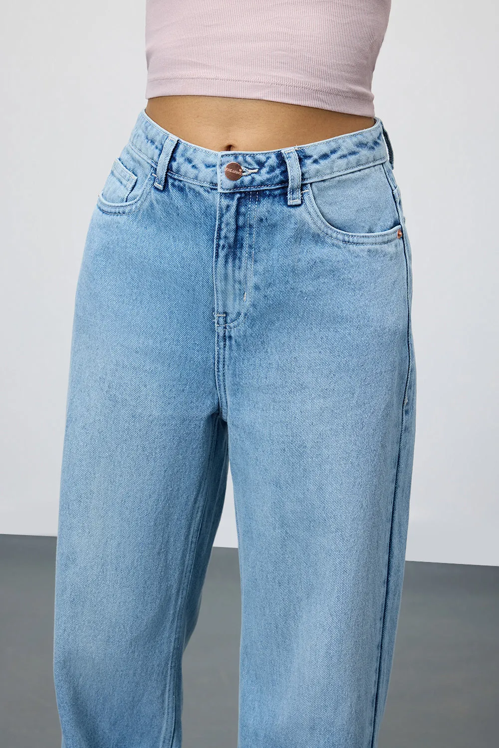 Periwinkle Blue Washed Straight Jeans