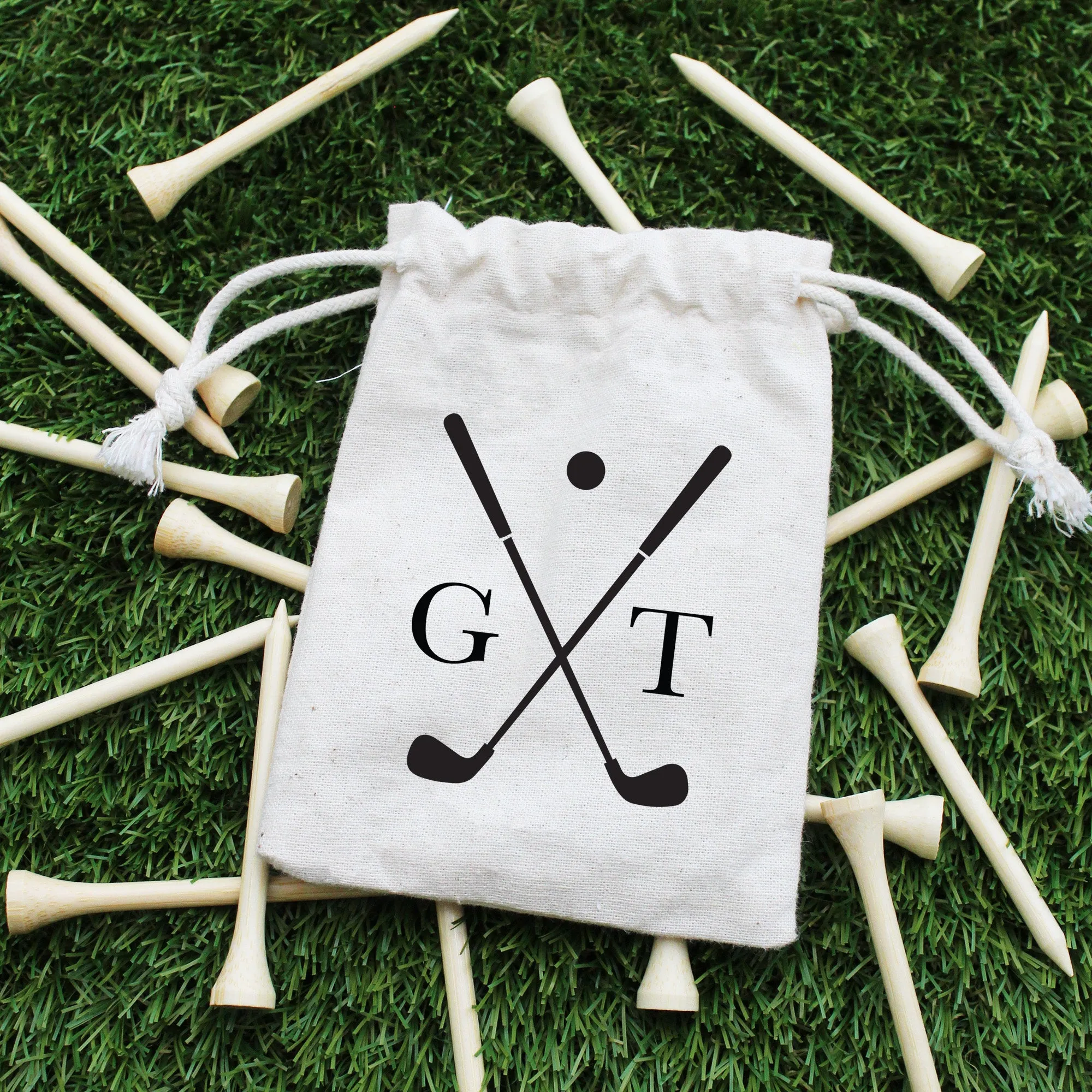 Personalised Golf Tee’s in Drawstring Bag