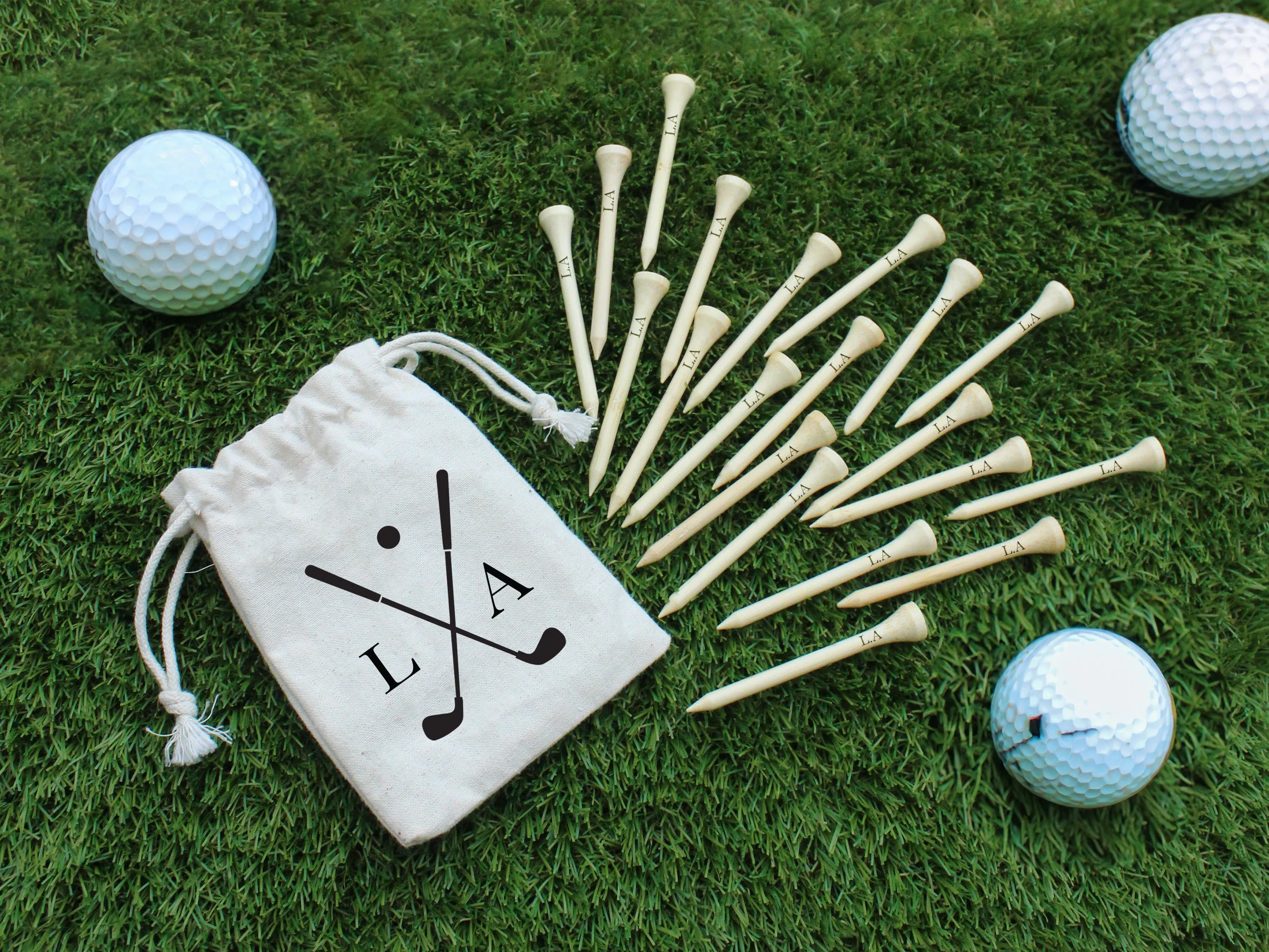 Personalised Golf Tee’s in Drawstring Bag