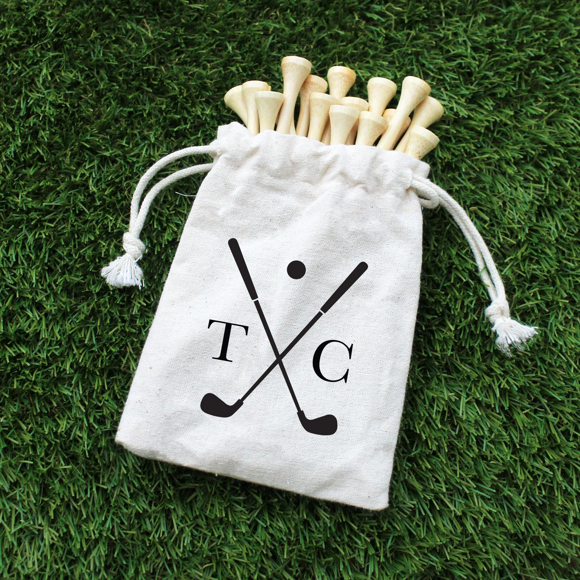 Personalised Golf Tee’s in Drawstring Bag