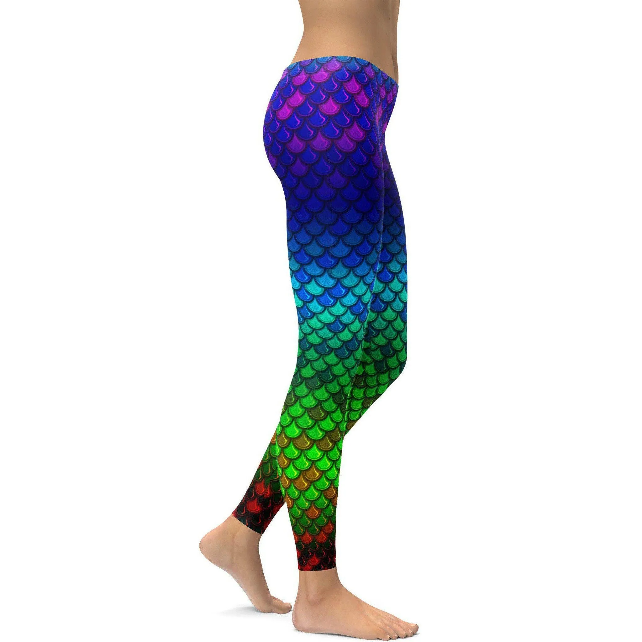 Rainbow Colored Mermaid Leggings