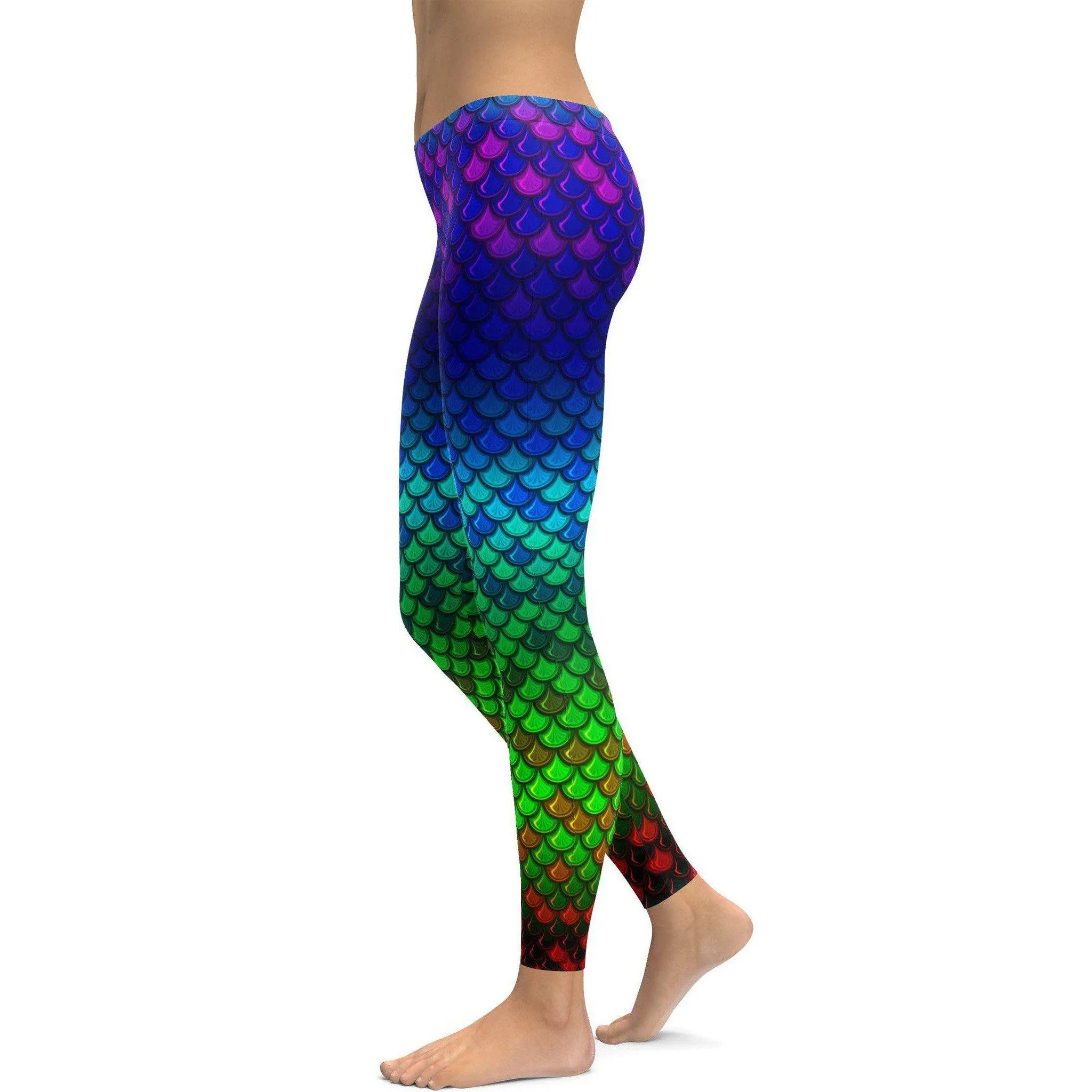 Rainbow Colored Mermaid Leggings