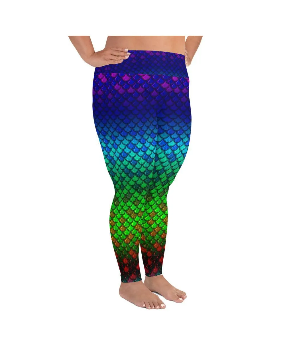 Rainbow Colored Mermaid Plus Size Leggings