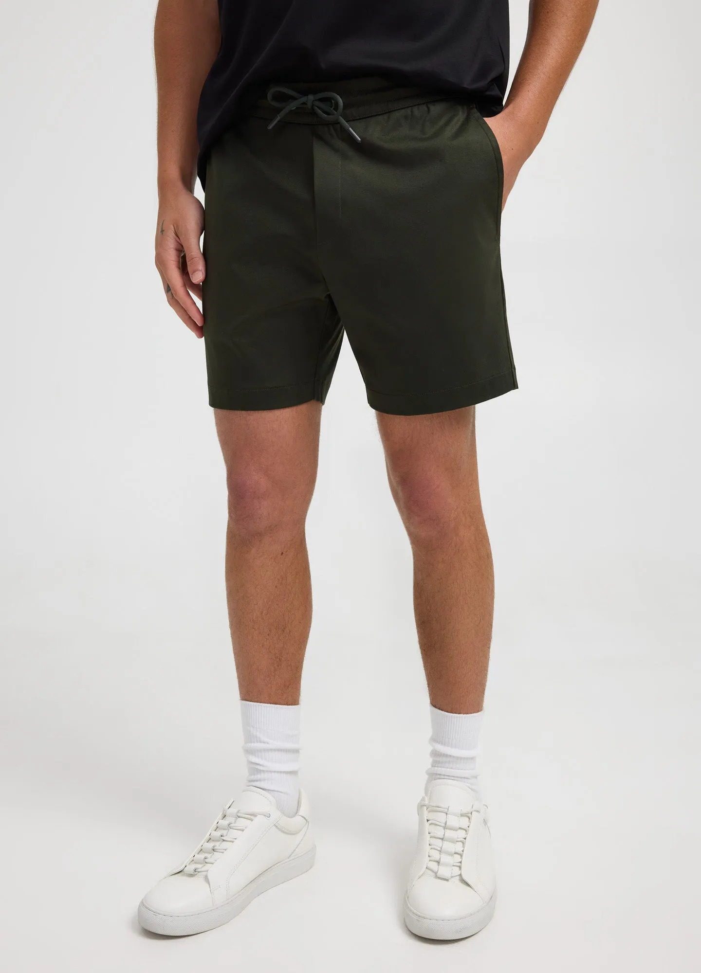 Relaxed Fit Knit Shorts Khaki