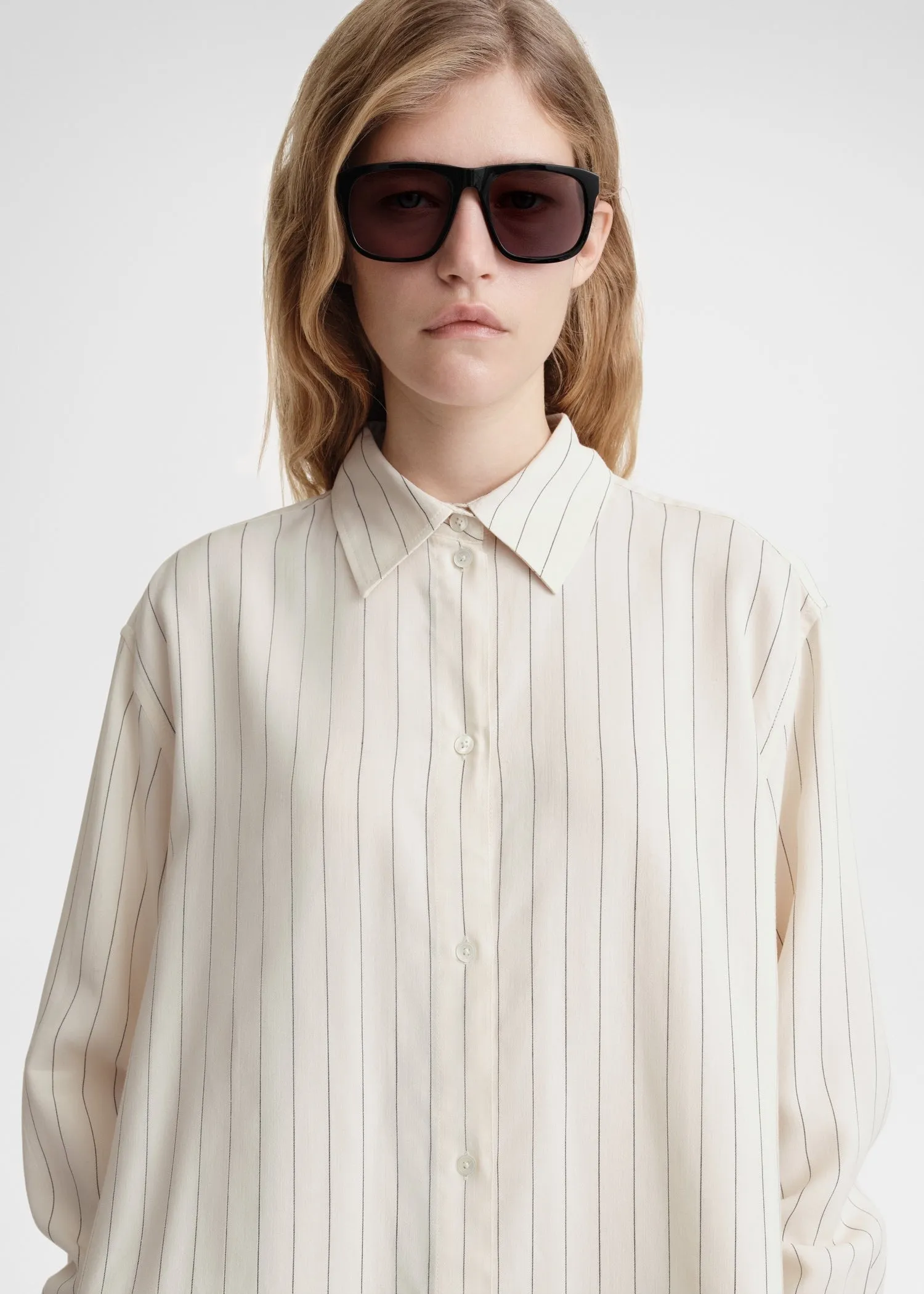 Relaxed pinstriped shirt ecru/black