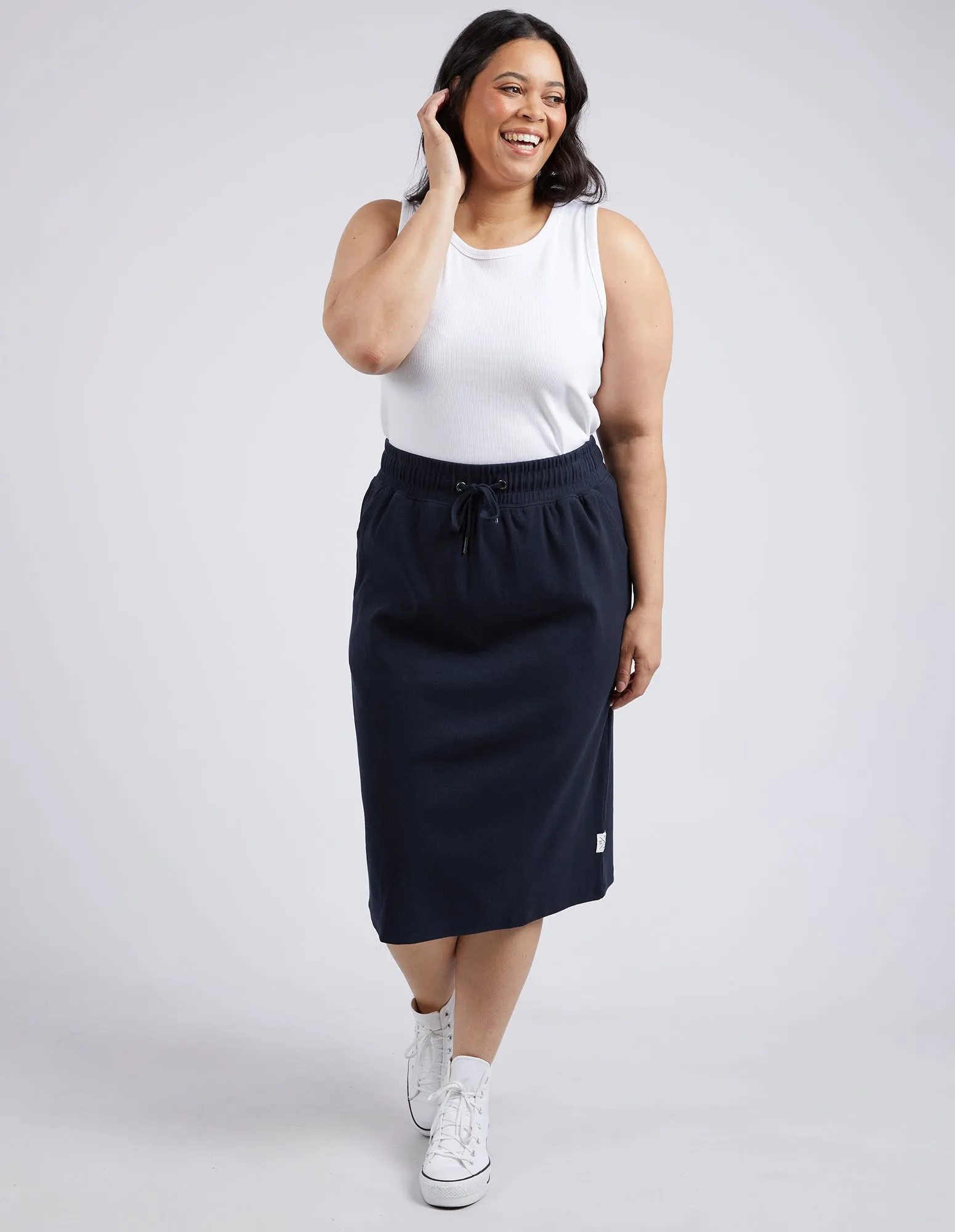 Rib Midi Skirt Dark Sapphire