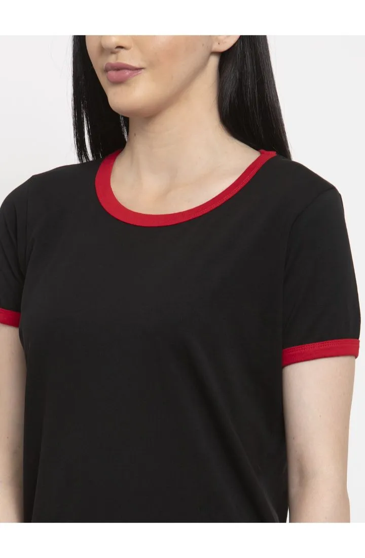 Round Neck Long Tees - Black