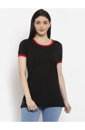 Round Neck Long Tees - Black