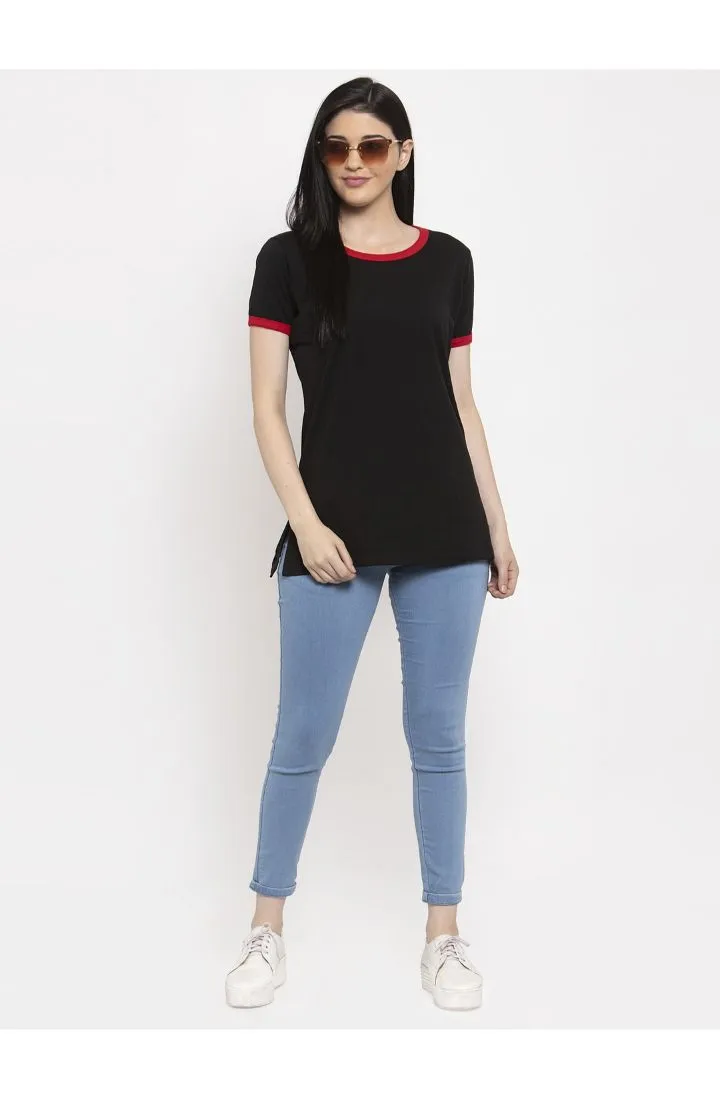 Round Neck Long Tees - Black