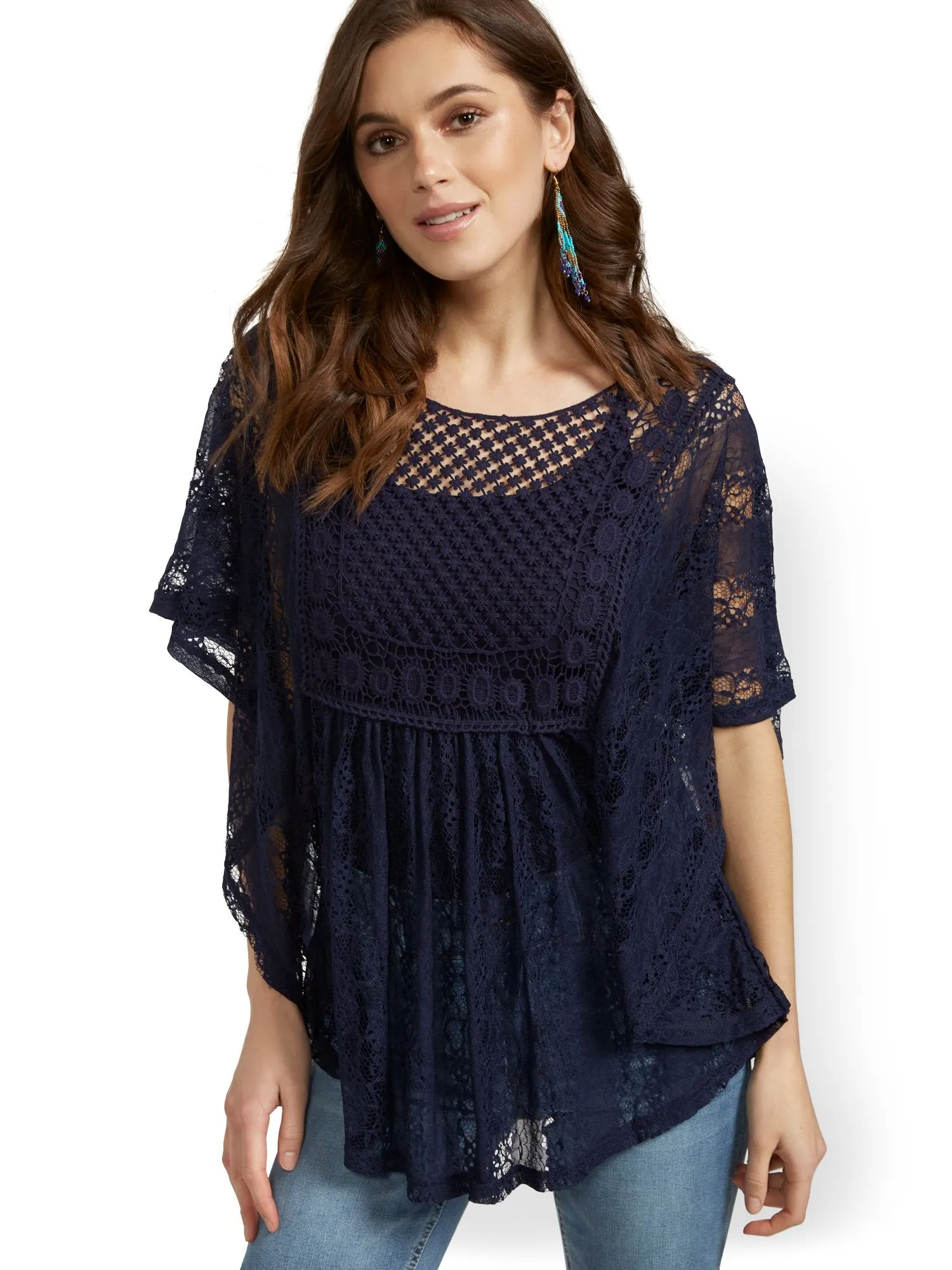 Short-Sleeve Lacy Crochet Top - Lily & Cali