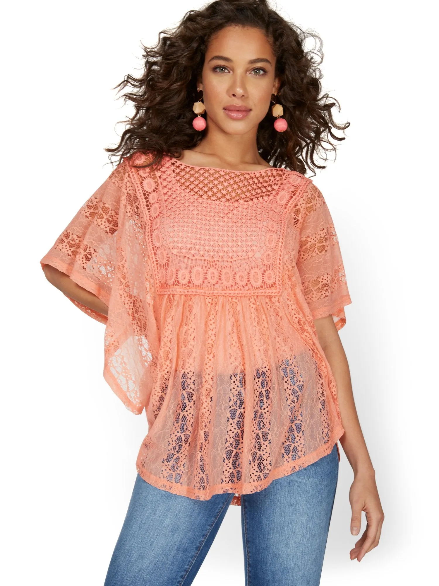 Short-Sleeve Lacy Crochet Top - Lily & Cali