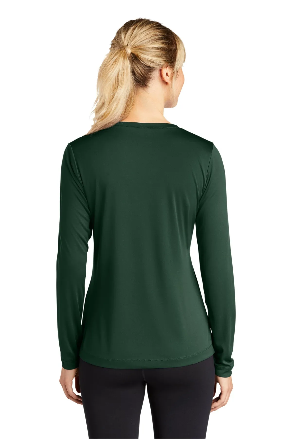 Sport-Tek Ladies Long Sleeve PosiCharge Competitor Custom V-Neck Tee's, Forest Green