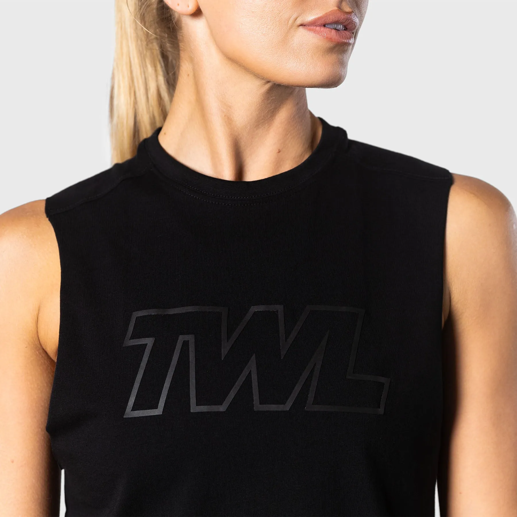 TWL - WOMEN'S SLASH CROP - ATHLETE - BLACK/BLACK