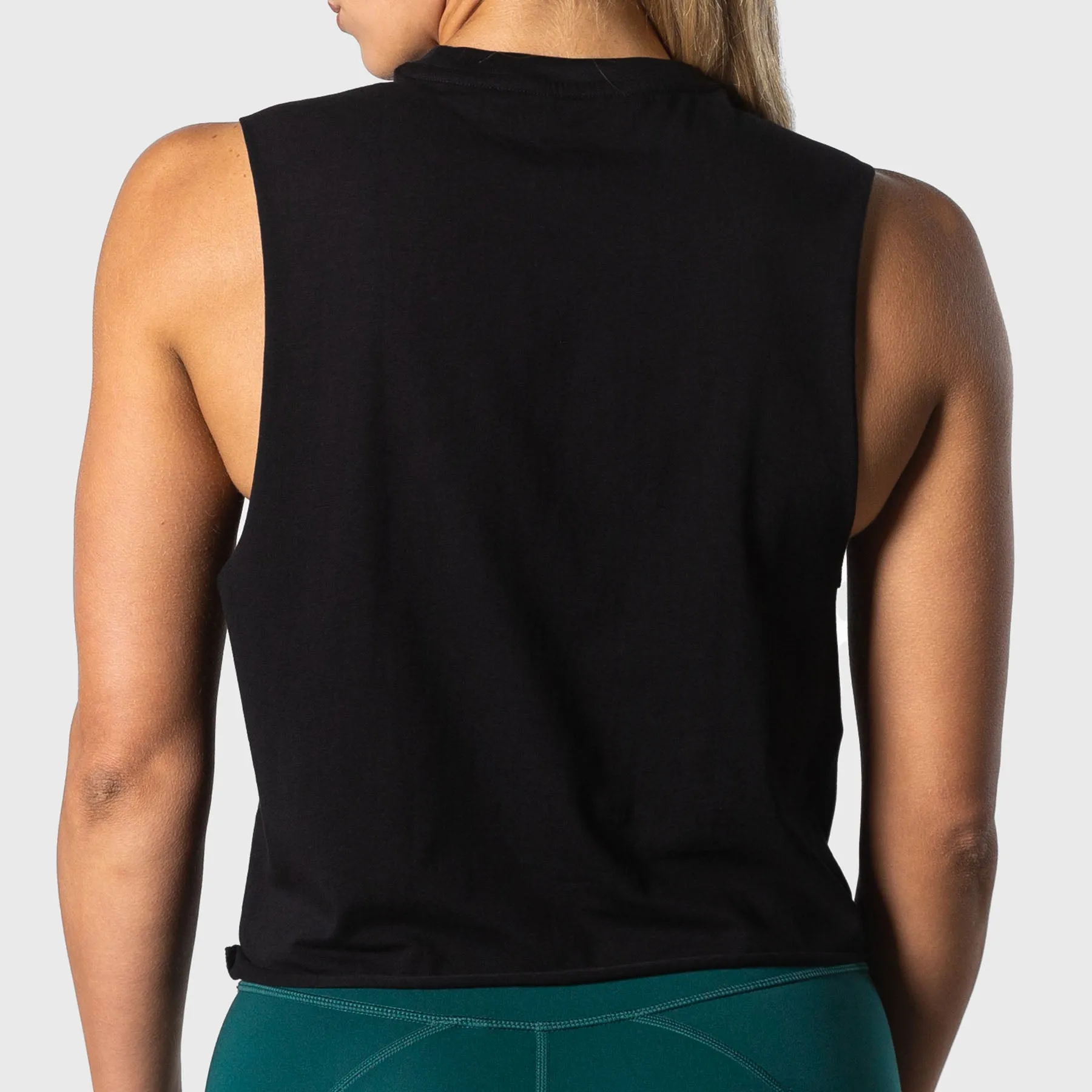 TWL - WOMEN'S SLASH CROP - ATHLETE - BLACK/BLACK