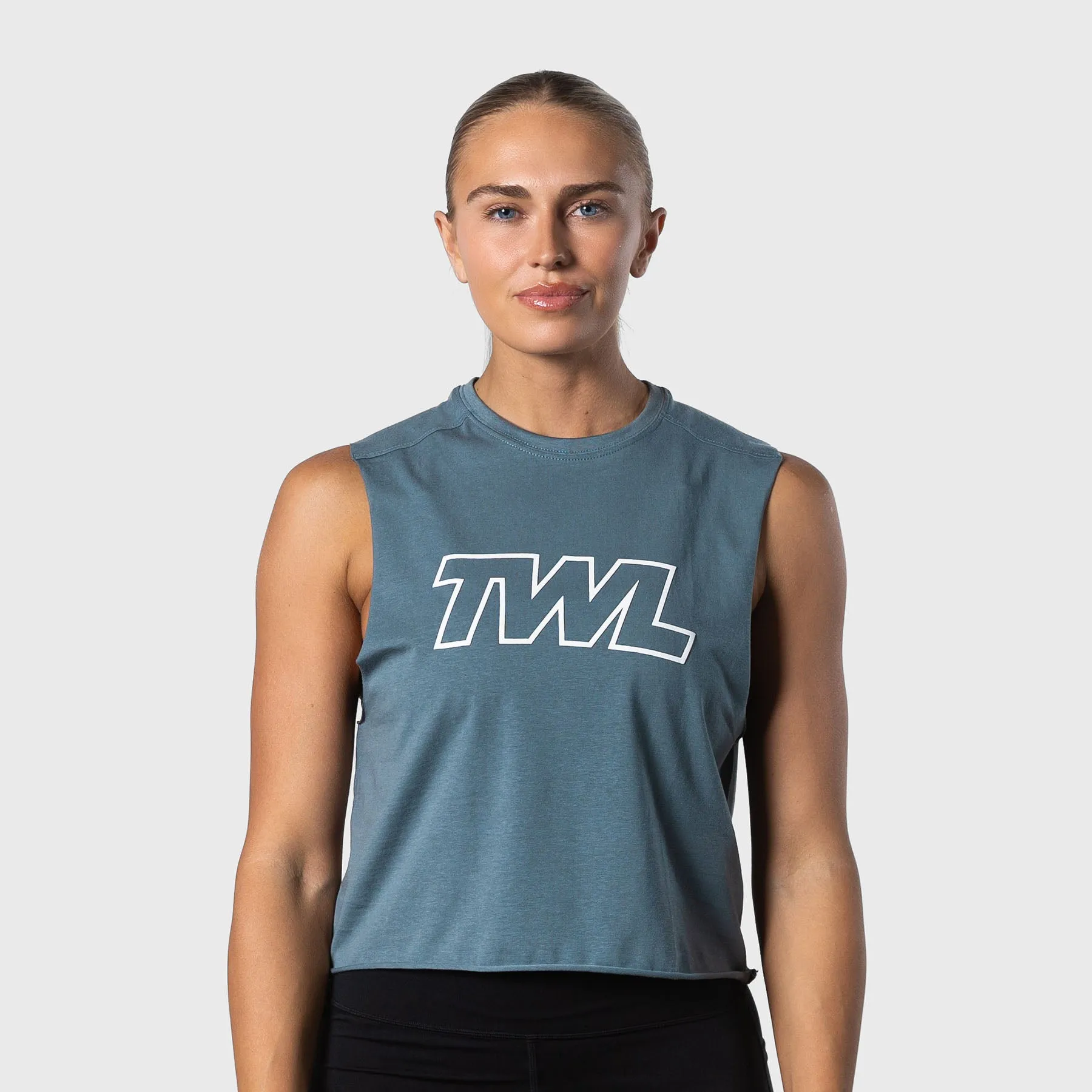 TWL - WOMEN'S SLASH CROP - ATHLETE - PEWTER/WHITE