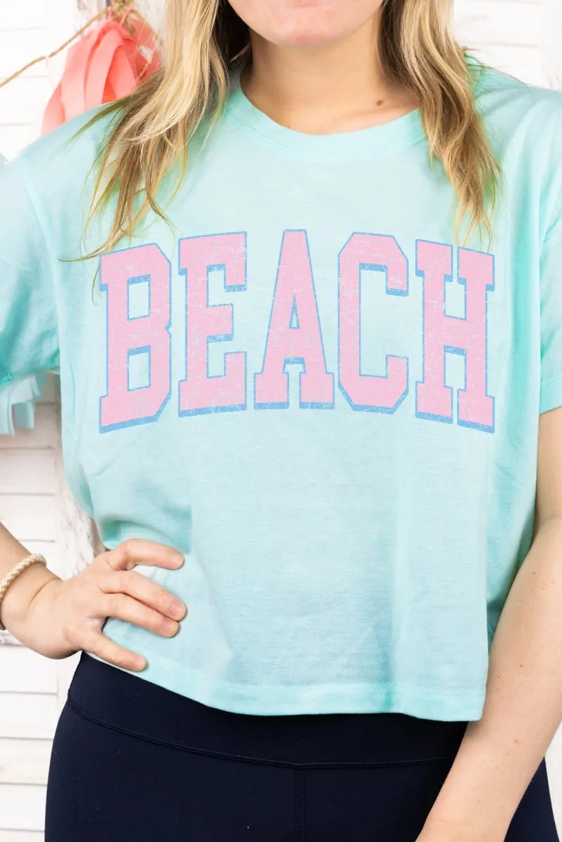 Vintage Varsity Beach Women's Soft-Tek Blend Crop T-Shirt