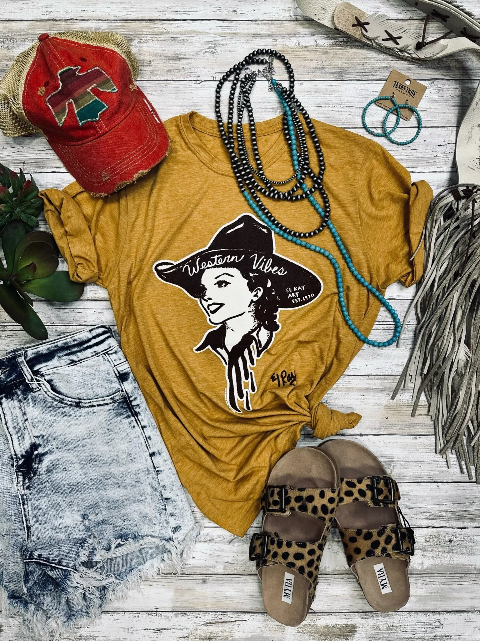 Western Vibes Antique Gold Tee