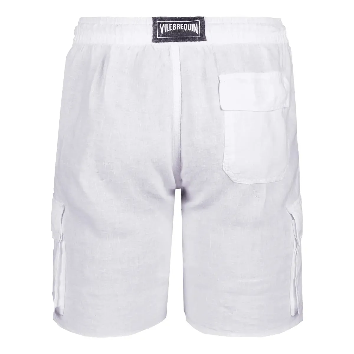 White Linen Bermuda Cargo Shorts