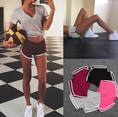 Women Casual Shorts Workout Waistband Skinny Short